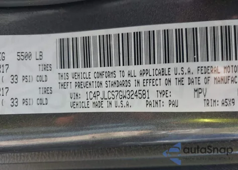 2016 Jeep Cherokee Latitude z USA, uszkodzony, nr VIN 1C4PJLCS7GW324581